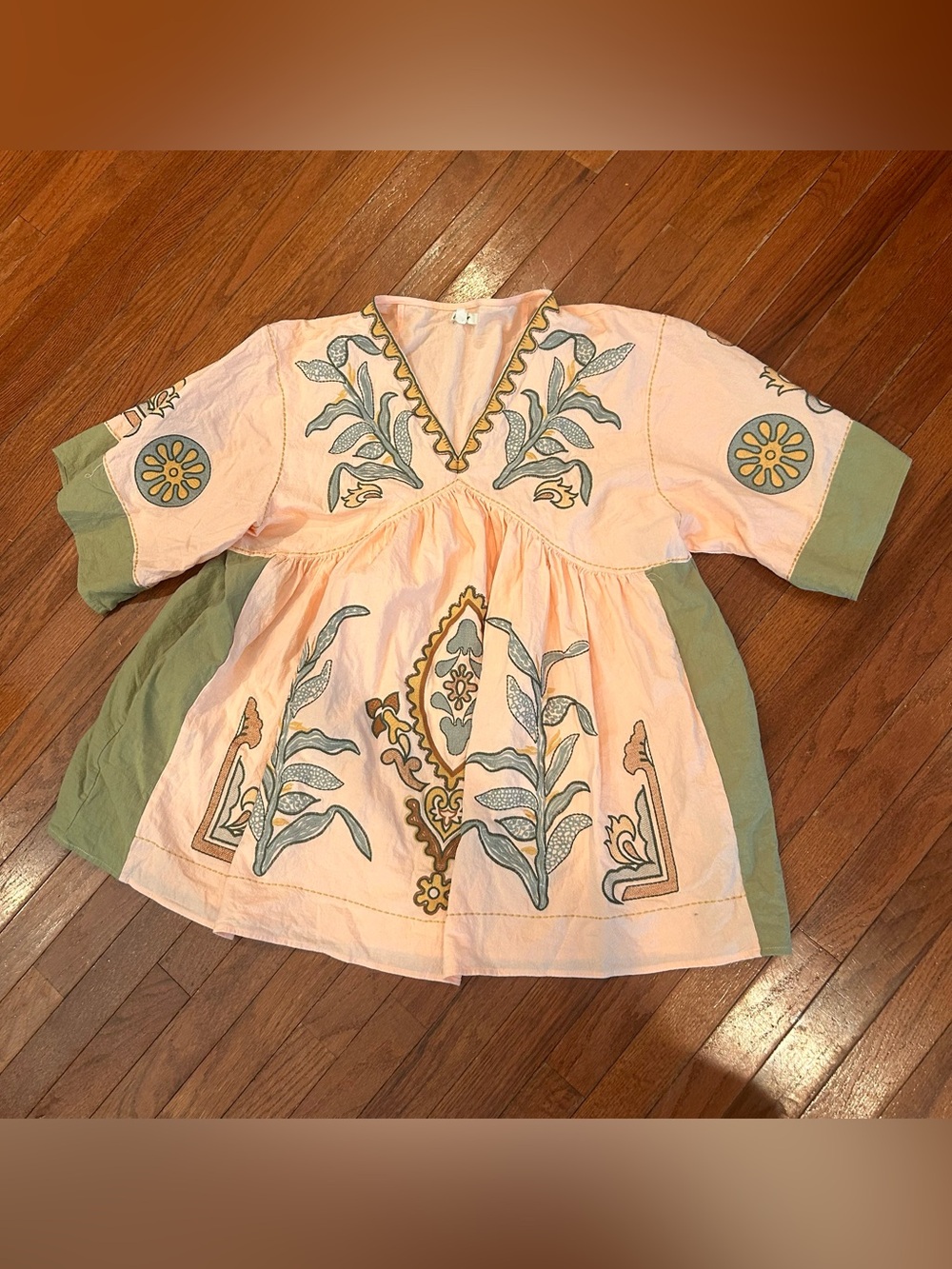 Anthropologie Blue Velvet Embroidered Mini Dress - Picture 4 of 6